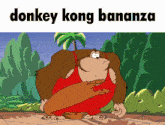 a cartoon of a donkey kong standing in front of a palm tree