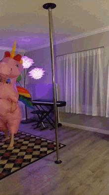 pink unicorn ouch pole dance fail