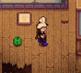 a pixel art drawing of a person wearing a chef hat