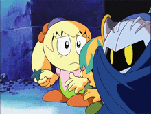 a cartoon character is holding a star while standing next to another cartoon character