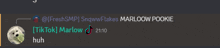 a screenshot of a conversation between freshsmp and marloom pookie