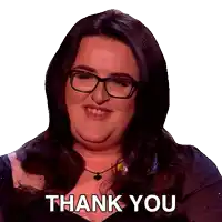 a woman wearing glasses and a nose ring says " thank you "