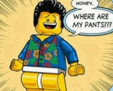 a lego man is talking about where are his pants