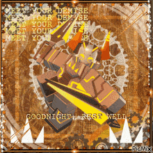 a picture of a robot with the words goodnight rest well on it