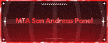 mta san andreas panel is displayed on a red background