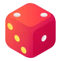 a red dice with three yellow dots on it shows the number 1