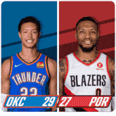 two basketball players from the okc thunder and the blazers