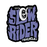 a logo for slow rider bicycles with a bicycle on it