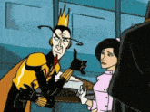 a man with a crown on his head gives a thumbs up