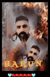 a picture of a man with a beard and the name harun on the bottom
