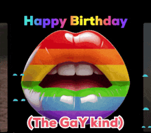 a happy birthday greeting with a rainbow lip