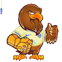 a cartoon of an eagle with a nike shirt on