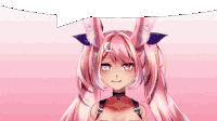 a pink anime girl with bunny ears and a crescent moon on her forehead