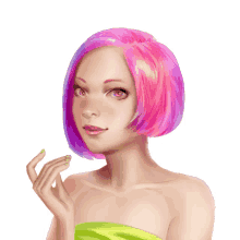 girl woman fashion pink hair bobcut