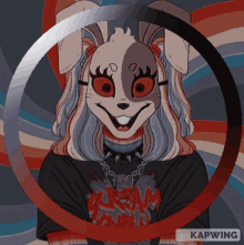 a drawing of a rabbit with a shirt that says heavy metal