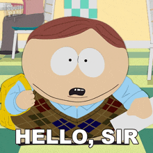 Hello Sir Eric Cartman GIF - Hello Sir Eric Cartman South Park Dikinbaus Hot Dogs GIFs