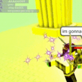 a screenshot of a video game with a speech bubble that says im gonna get you