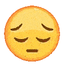a yellow smiley face with its eyes closed and a slight surprised look on its face .
