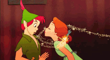 怒り　いかり　キス　きす　ディズニー　ピーターパン　ティンカーベル GIF - Kiss Disney Peter Pan GIFs