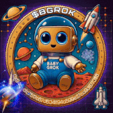 a cartoon illustration of a baby grok robot