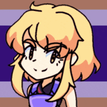 a cartoon girl with blonde hair and blue eyes