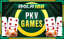 an advertisement for bola 188 pkv games with dominoes and chips