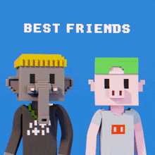 two cartoon characters are standing next to each other with the words " best friends " above them