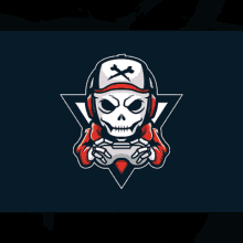 gamer game box logo skeleton