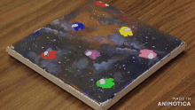 someone is painting among us characters on a canvas