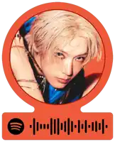 a spotify sticker with a picture of a blonde haired man