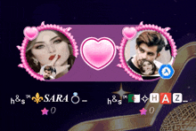 a picture of a woman and a picture of a man with the name sara on it