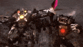a video game scene with a robot and a man