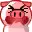 a close up of a red piggy bank with a smiley face on it .