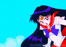a picture of a sailor moon character with a blue background