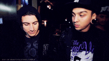 two men are posing for a picture and one of them is wearing a shirt that says die-in-beautifulstars tumblr