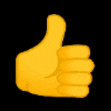 a yellow thumbs up icon on a black background