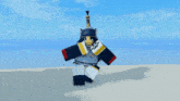 a video game character with a helmet and a sword