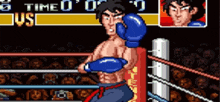 a pixel art of a boxer in a boxing ring