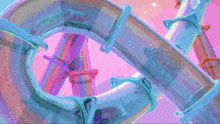 a cartoon drawing of a cat going down a slide
