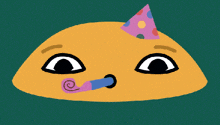 a cartoon character wearing a party hat with polka dots