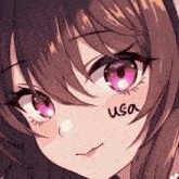 a girl with usa written on her face