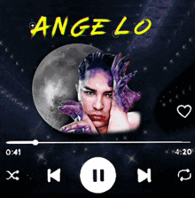a music player with angelo written on the top left