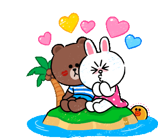 Brown Bear And Cony Kiss Sticker - Brown Bear And Cony Kiss In Love Stickers