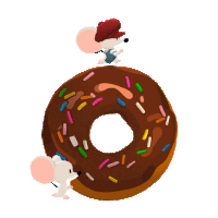 a donut with sprinkles and a mouse on top of it