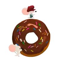 a donut with sprinkles and a mouse on top of it