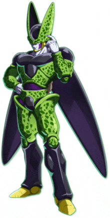 cell from dragon ball z is talking on a cellphone