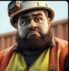 a man with a beard wearing a hard hat
