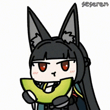 a cartoon drawing of a cat eating a melon