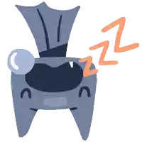 a cartoon drawing of a tooth sleeping with a zzz sign above it
