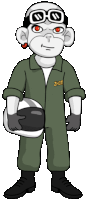 a cartoon of a monkey holding a helmet with the letters zhot on the sleeve